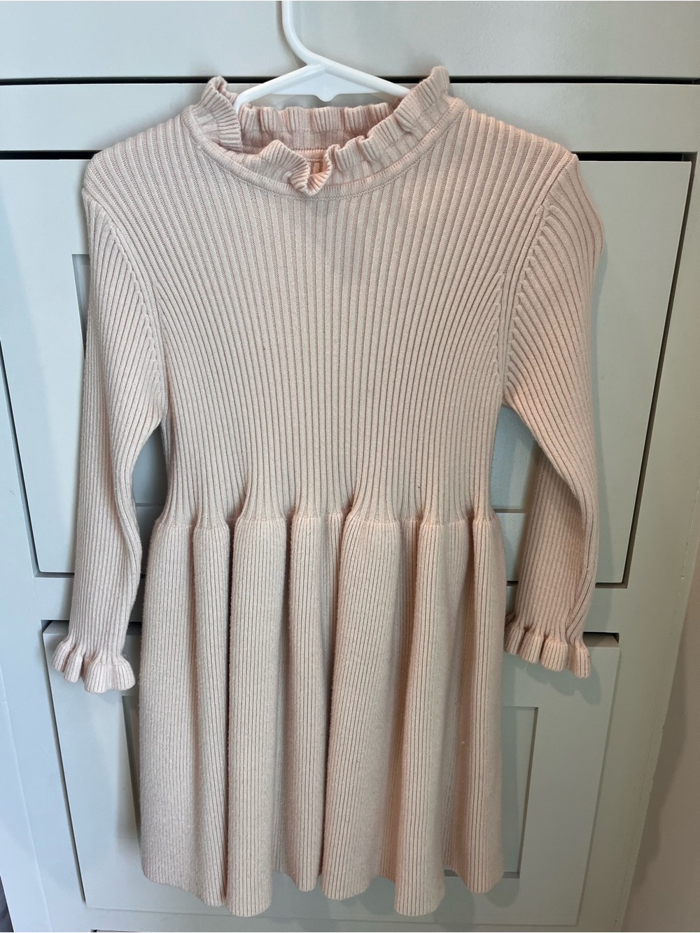 Source Unknown Light Pink Ribbed Ruffle Neck Dress - Picture 2 of 5